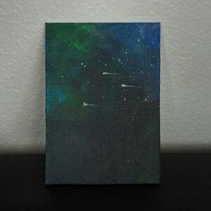 Abstract Galaxy Acrylic Painting, ACEO, Original Signed Art, ATC Limited Edition